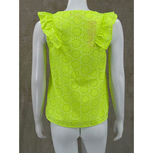Lilly Pulitzer Top Womens XS Lina Sleeveless Eyelet‎ Prickly Pear Yellow Preppy - Picture 5 of 11